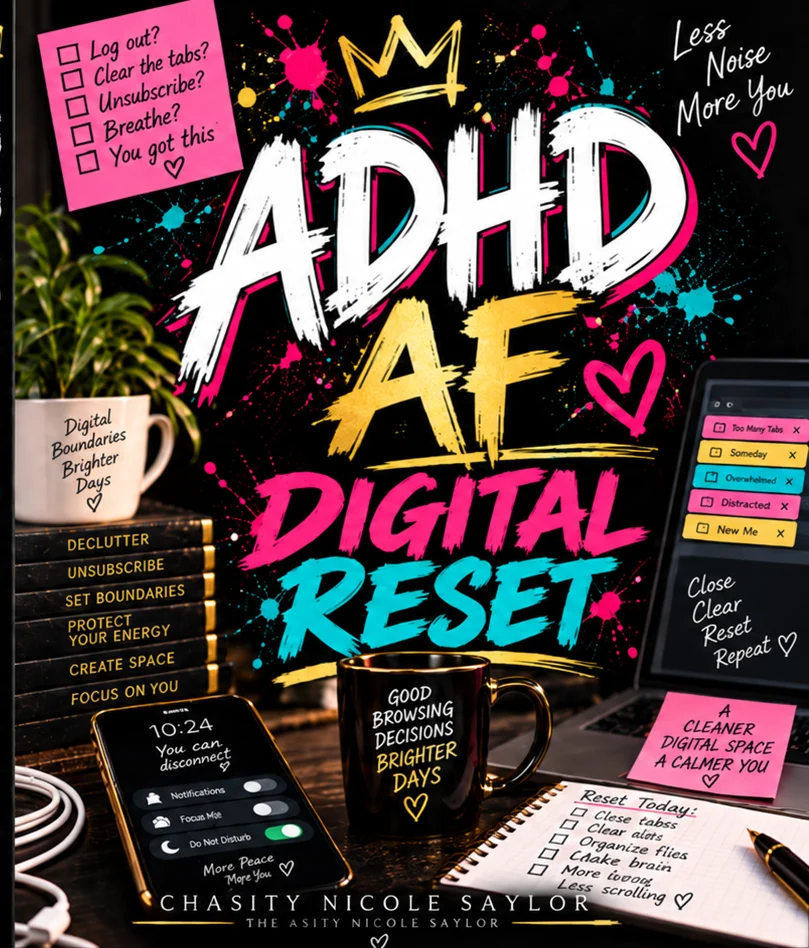 Front cover of ADHD AF Digital Reset, by Chasity Nicole Saylor