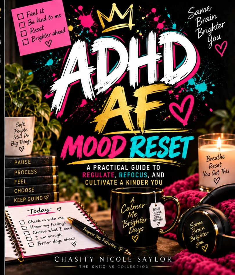 Front cover of ADHD AF Mood Reset, by Chasity Nicole Saylor