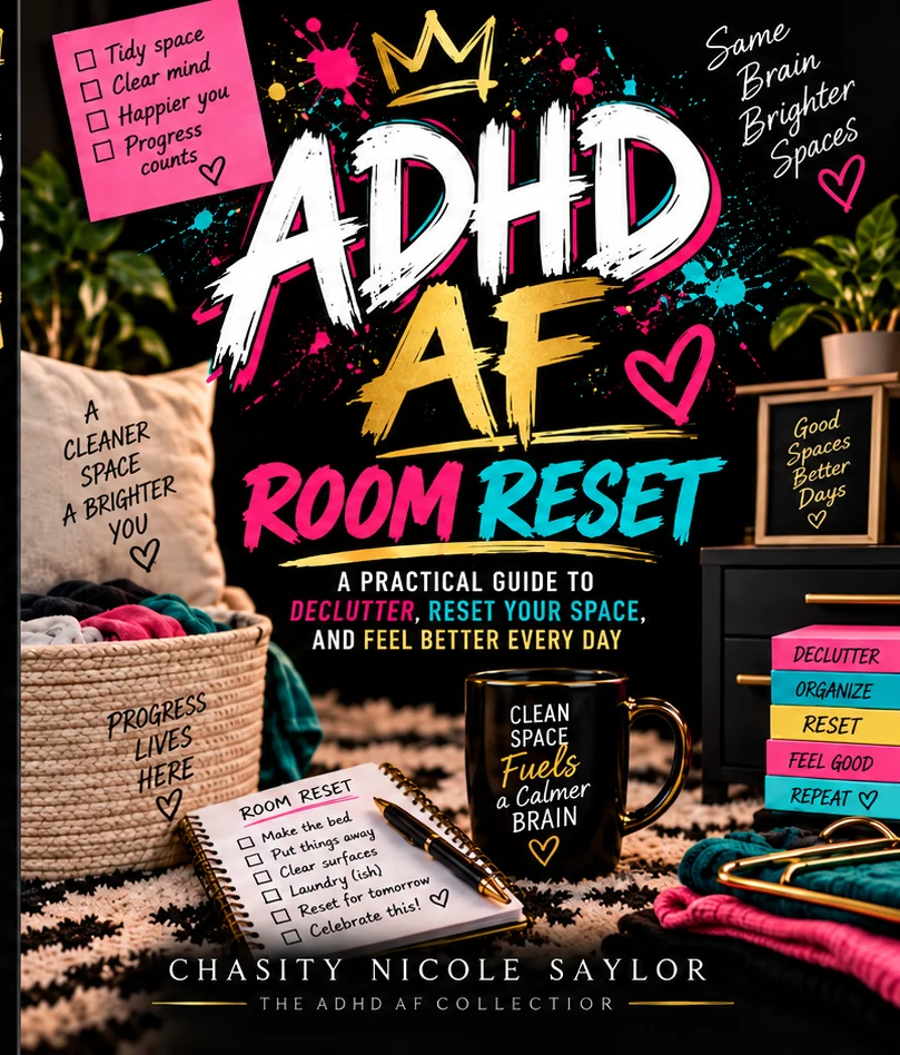 Front cover of ADHD AF Room Reset, by Chasity Nicole Saylor